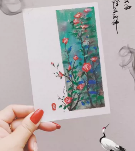 #明信片纯手绘油画棒肌理画15元一张，首页...