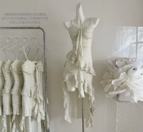 Yanarita灵动光影仙女长裙立裁不规则...