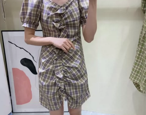 格子荷叶裙 M码  适合165-170 感...