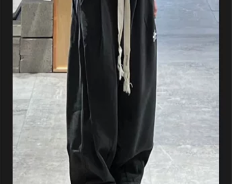 复古抽绳休闲卫裤女秋季百搭高腰直筒运动长裤...