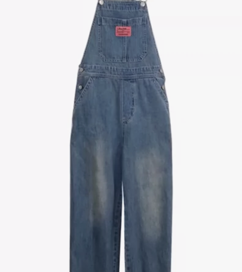 荒荒家牛仔背带裤2023新款薄款减龄宽松显...