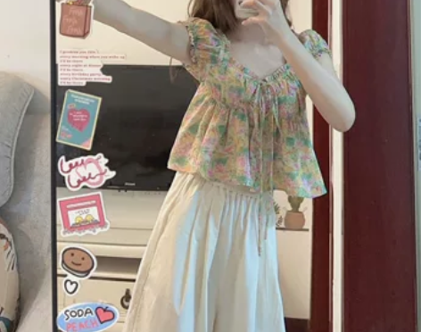 日系白色亚麻高腰休闲阔腿裤女夏季小个子棉麻...