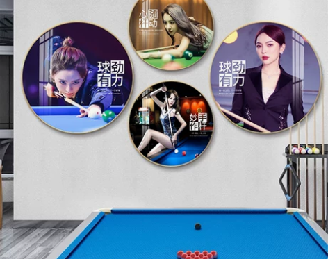 台球厅装饰画桌球室美女海报墙面挂画台球俱乐...