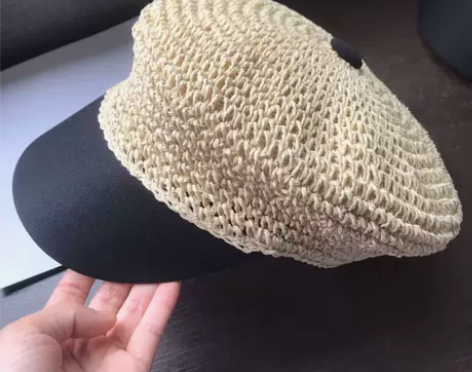 手工钩针草编棒球帽出游度假拼接草帽新款欧美...