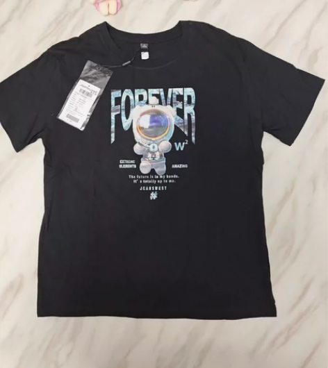 真维斯男装夏季纯棉圆领宇航员图案印花休闲套...