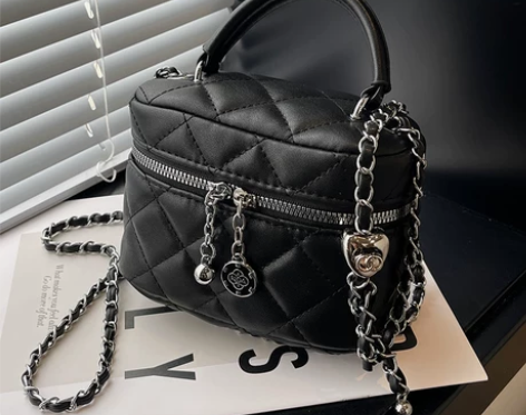 高级感迷你包包女2024新款夏天白色小众菱...