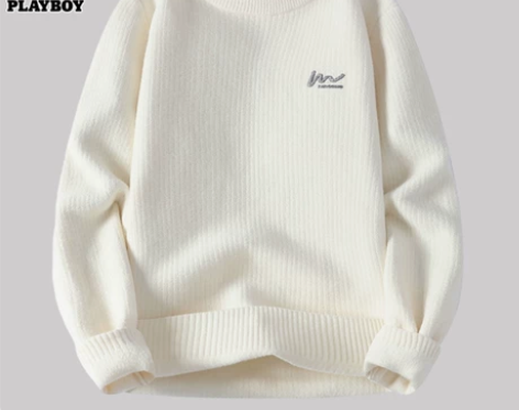 花花公子雪尼尔毛衣男士冬季加厚打底针织衫休...