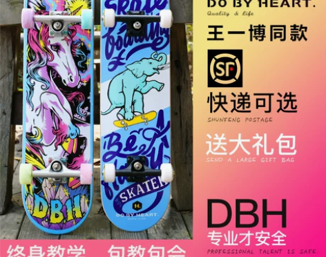 ?DBH专业板滑板成人初学者四轮男女双翘王...