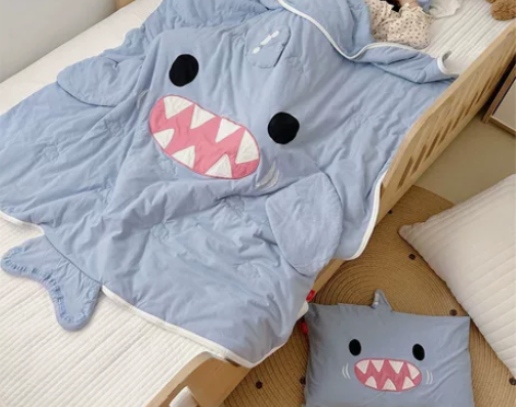 ins可爱儿童全棉针织棉大豆空调被 卡通绣...