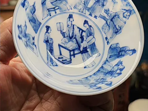 鼎宗妙也·超级薄胎。手工手绘青花人物题材主...