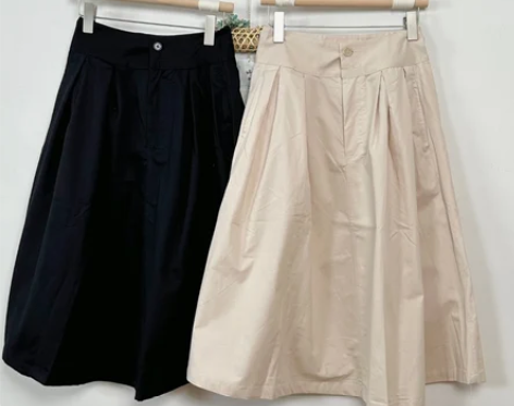 日系高密纯棉腰封款百褶气球感半身裙，腰围6...