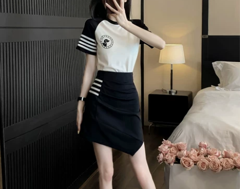 网红裙子套装女夏装搭配一整套显瘦减龄休闲时...