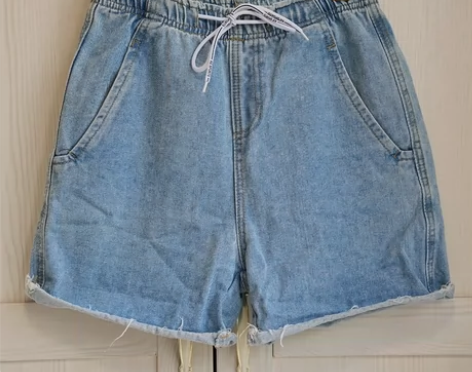 夏季款蓝色牛仔短裤女宽松韩版显瘦高腰阔腿裤...