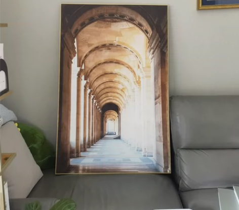 建筑空间 玄关 装饰画，有空间延伸的效果，...