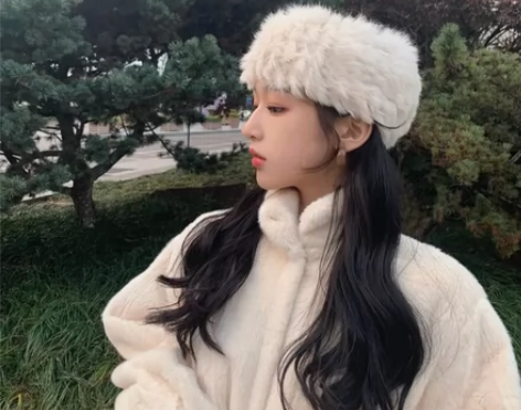 网红外出旅游冬帽真兔毛皮草毛绒发带保暖雪地...