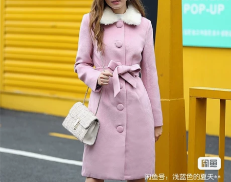 简朵女装冬季新款百搭夹棉单排扣毛领修身大衣...