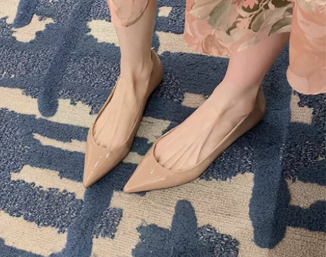 羊皮版~真皮法式内增高尖头单鞋女2024新...