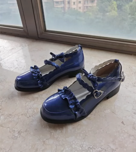 日系蝴蝶结梅露露lolita少女矮跟平底洛...