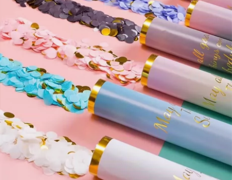 30#婚庆节日布置 马卡龙渐变烫金礼花 浪...