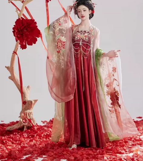 代拍 玉术原创汉服女【山茶】重工刺绣大袖衫...