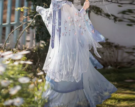 裳云兮玉蝴蝶原创汉服 一套蓝色五件套M码、...