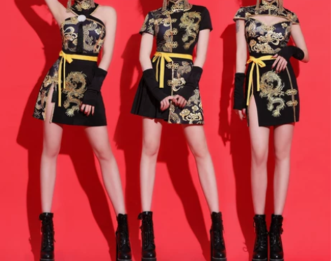 爵士舞服装性感中国风韩舞女团打歌服jazz...