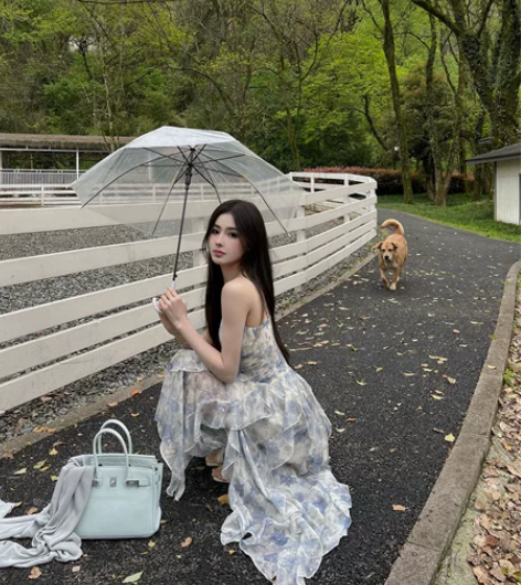 OKMASHOP 碎花吊带连衣裙女夏海边度...