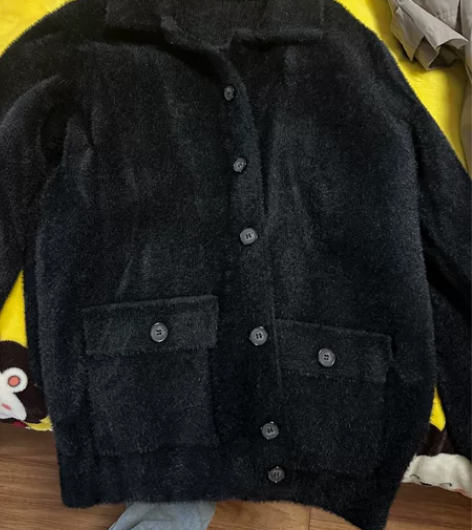正品花花公子黑色男士开衫外套 马海毛的很厚...