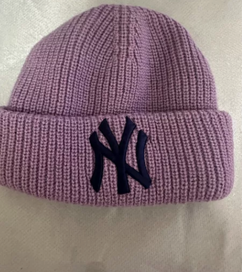 MLB 毛线帽女帽子 NY刺绣针织帽男休闲...