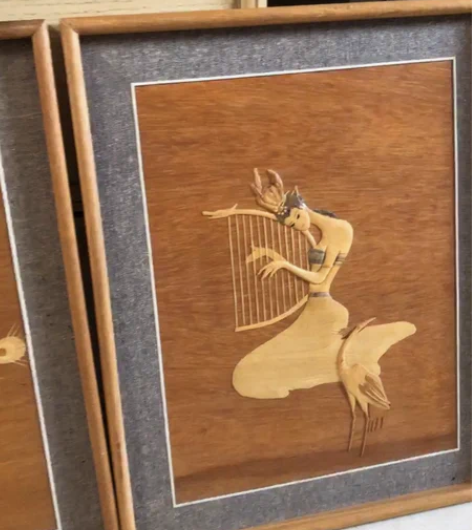 手工木作工艺装饰品 挂画 木制壁画一套三幅...