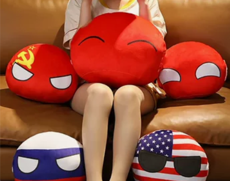 日本波兰球国家球毛绒玩具团子抱枕公仔玩偶动...