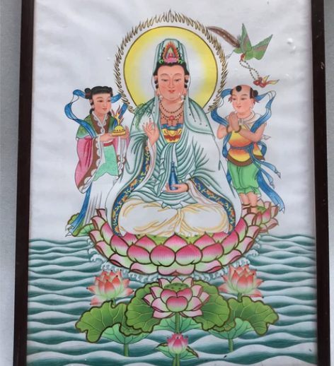 纯手绘的绢布观音菩萨像一副22010405...