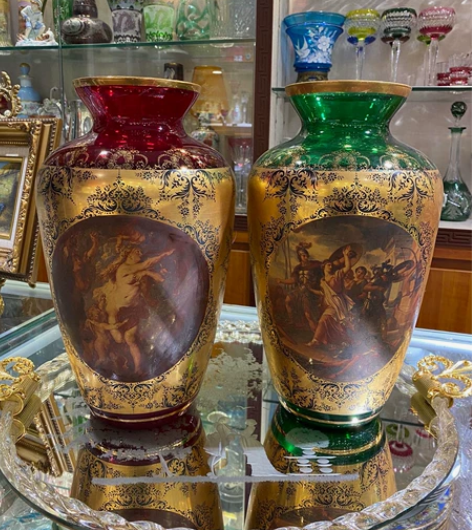 西洋古董意大利穆拉诺琉璃大花瓶 古希腊神话...