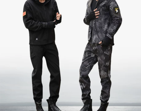 冬季加绒户外运动套装保暖加厚迷彩套装男军迷...