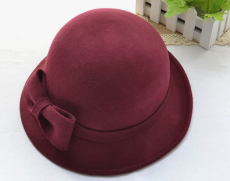 ?包邮呛口小辣椒英伦礼帽羊毛呢蝴蝶结礼帽复...