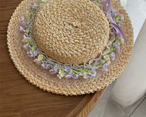 多色精致小花环蝴蝶结小礼帽，古董帽。复古草...