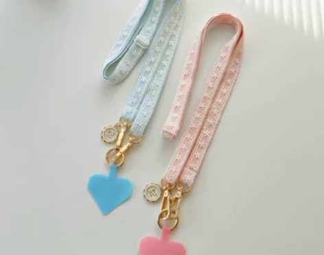 手机挂绳可爱蝴蝶结可调节拆卸斜挎吊绳长款挂...