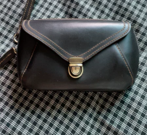 疯马皮男士穿皮带腰包复古真皮手拿包头层牛皮...