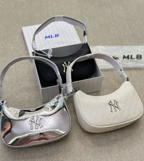 韩国MLB包包压花腋下包牛仔老花压纹刺绣手...