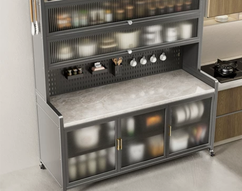 美厨物语厨房置物架岩板餐边储物落地多层微波...