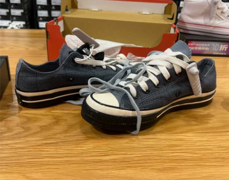 匡威1970S三星标复古黑灰色格纹蝴蝶结休...