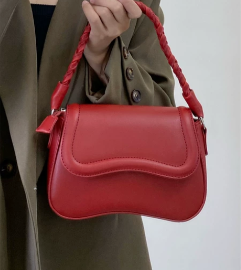 2022夏季新款韩国东大门同款红色小方包编...
