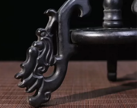 旧藏黑檀木书房毛笔架摆件  黑檀实木雕刻七...