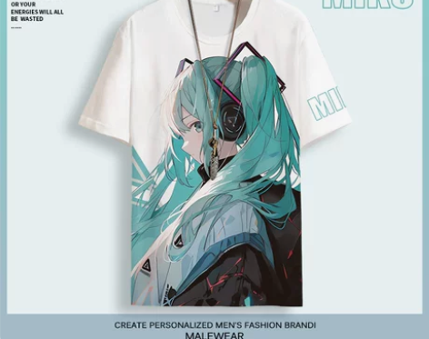 日系潮牌短袖T恤男女初音未来动漫周边cos...