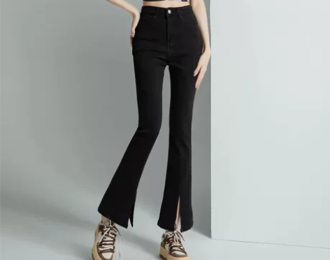 origin安瑞井 黑裤子 喇叭带开叉 唯...