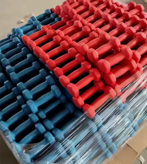 【铸铁实心】环保无异味浸塑铸铁磨砂实心哑铃...