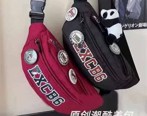 （便宜卖）美式复古字母胸包男运动斜挎背包日...