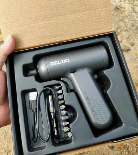 【全新正品】德力西电动螺丝刀家用小型充电螺...