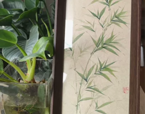 [翠竹]手绘国画摆台竹子挂画