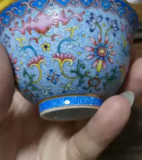 洛神窑 粉彩 缠枝纹 主人杯！全手工绘画，...